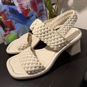 Homers Cream Woven Leather Sandals